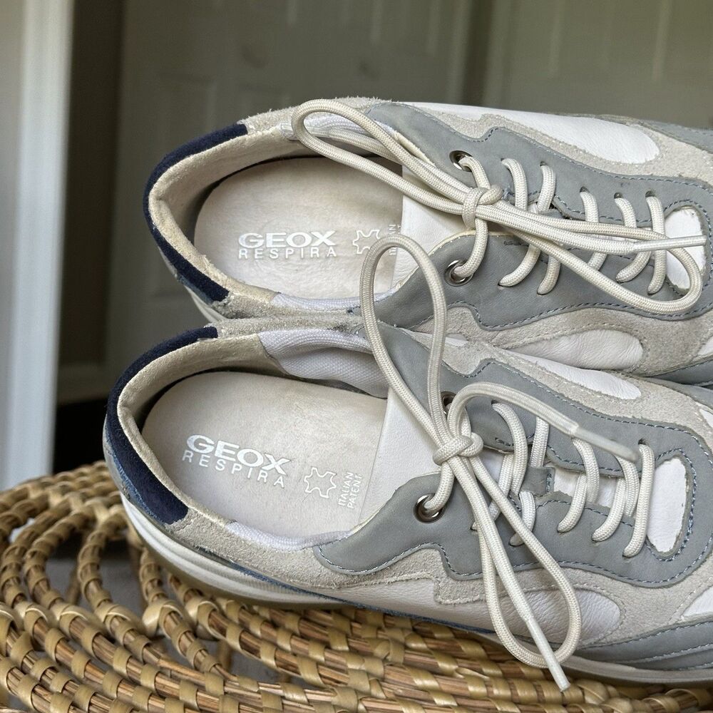 GEOX Kirya Sneaker Sage Leather Women’s US 10 $160 Chunky Trainer Shoes White - Picture 5 of 11